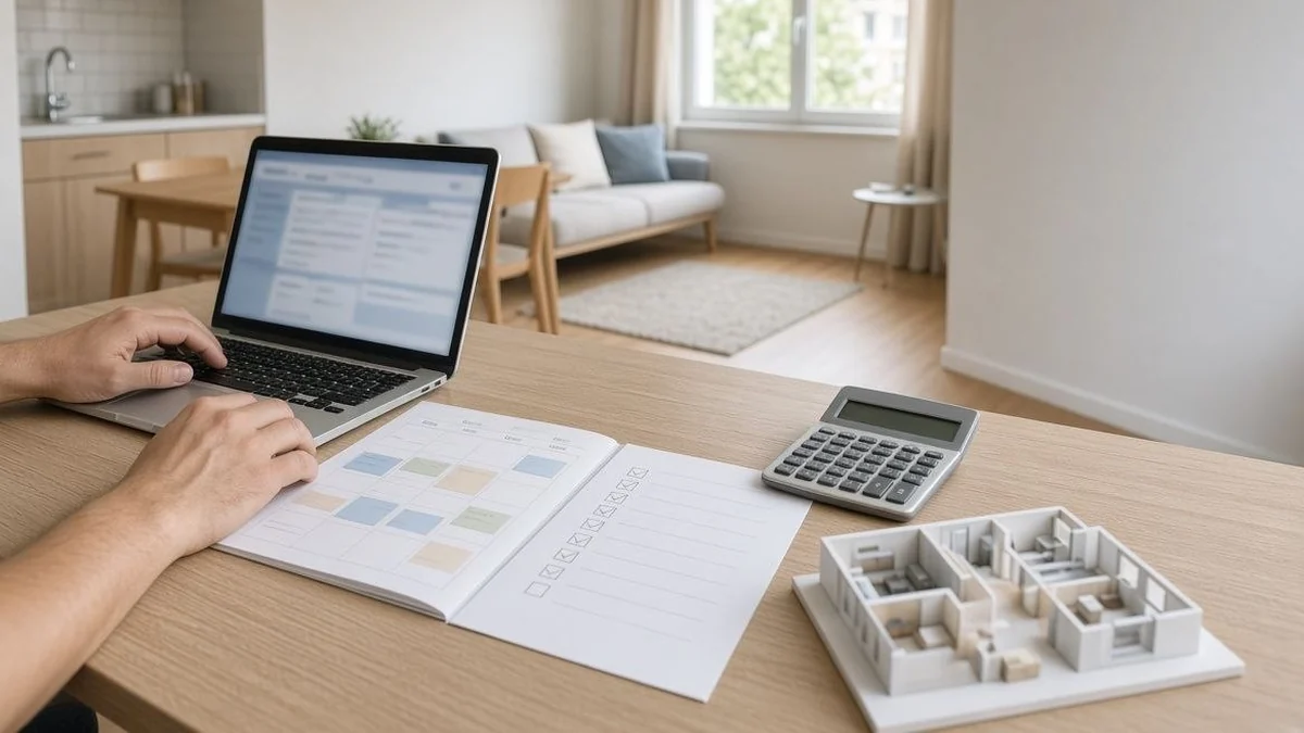 Propriétaire préparant l’immatriculation LMNP sur l’INPI dans un appartement meublé